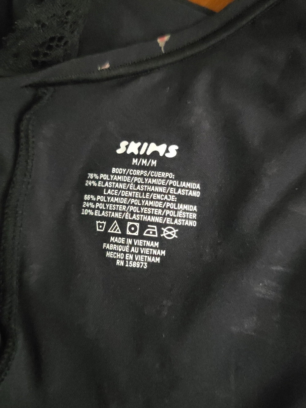 SKIMS Black Floral Lace-Trim Slip - Picture 3 of 3